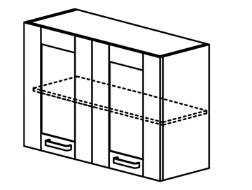 Шкаф на кухню Квадро настенный двухдверный с полкой со вставкой из стекла 718*800*320мм в Тольятти