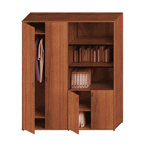 Шкаф высокий офисный Престиж, одежда/стекло, темный орех, 175x46x203, Исп.60 в Тольятти