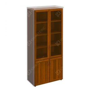 Шкаф для документов со стеклянными дверьми в рамке Мастер, темный орех (90х45х208) МТ 379 в Самаре