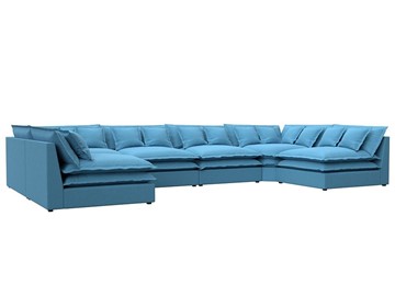 Большой П-образный диван Лига-040, Амур голубой (рогожка) в Сызрани