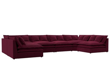 Большой П-образный диван Лига-040, Бордовый (микровельвет) в Сызрани