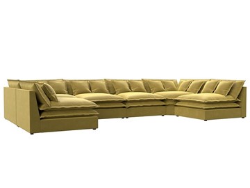 Большой П-образный диван Лига-040, Желтый (микровельвет) в Самаре