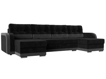 П-образный диван Марсель, Черный\Серый (велюр) в Самаре