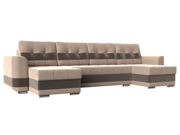 П-образный диван Честер, Бежевый/коричневый (велюр) в Тольятти