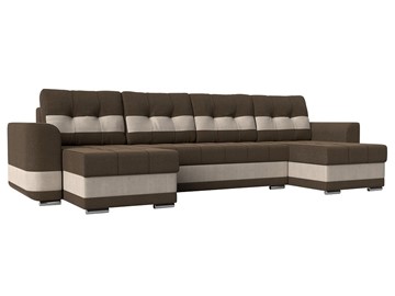П-образный диван Честер, коричневый/бежевый (рогожка) в Тольятти