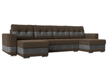 П-образный диван Честер, Коричневый/серый (рогожка) в Самаре