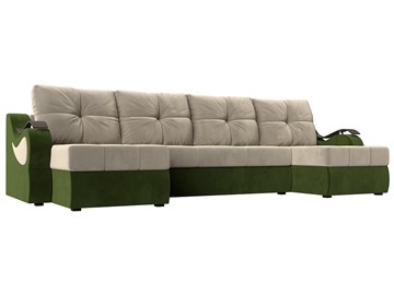 П-образный диван Меркурий П, Бежевый/зеленый (вельвет) в Тольятти