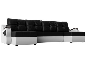 П-образный диван Меркурий П, Черный/белый (экокожа) в Самаре