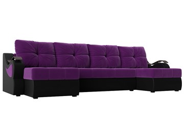 П-образный диван Меркурий П, Фиолетовый/черный (вельвет/экокожа) в Тольятти