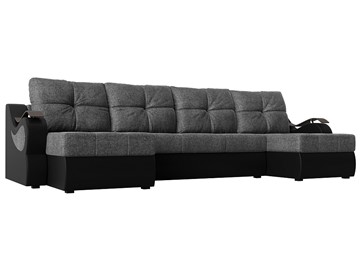 П-образный диван Меркурий П, Серый/черный (рогожка/экокожа) в Самаре