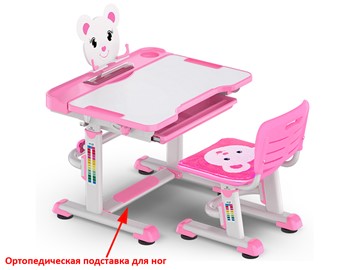 Парта растущая + стул Mealux EVO BD-04 Teddy New XL, WP, розовая в Самаре