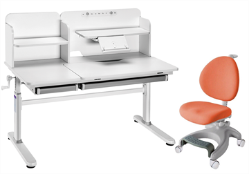 Комплект парта + кресло Iris II Grey + Cielo Orange + чехол для кресла в подарок в Самаре