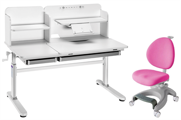 Комплект парта + кресло Iris II Grey + Cielo Pink + чехол для кресла в подарок в Тольятти