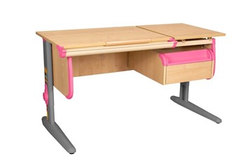 Детский стол-трансформер 1/75-40 (СУТ.25) + Tumba 1 Бежевый/Серый/розовый в Тольятти