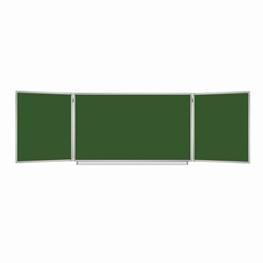 Доска  для мела 3-х элементная 100х150/300 см, 5 рабочих поверхностей, зеленая, BRAUBERG, 231707 в Сызрани