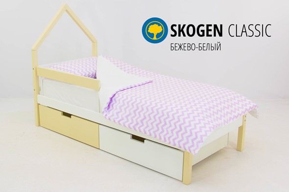 Кровать-домик мини Skogen бежево-белый в Самаре - изображение