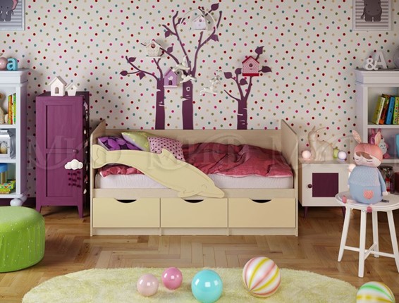 Кровать в детскую Дельфин-1, Ваниль матовый 80х160 в Тольятти - изображение