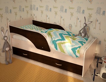 Детская кровать с ящиками Максимка, корпус Млечный дуб, фасад Венге в Самаре - предосмотр