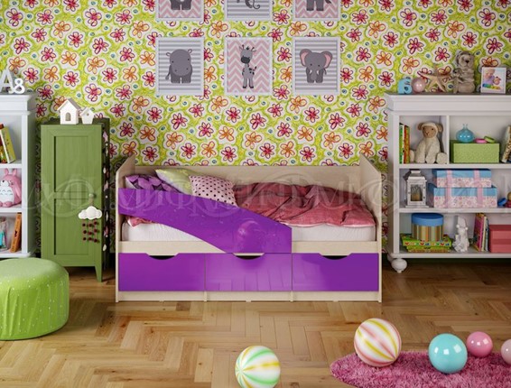 Детская кровать Бабочки 800*1600, Фиолетовый глянец в Самаре - изображение