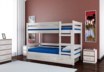 Кровать в детскую Джуниор двухъярусная с ящиками (Белый Античный) в Сызрани
