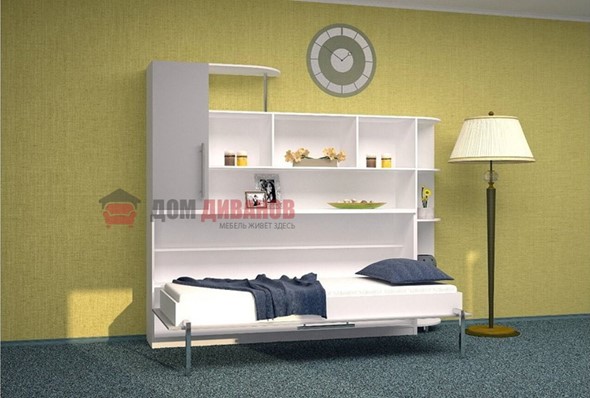 Детская кровать-шкаф Горизонтальная в серых тонах, Белый шагрень/Алюминий (900х2000) в Сызрани - изображение