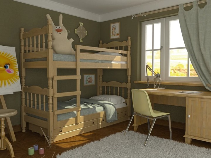 Кровать в детскую Соня двухъярусная (Сосна) в Тольятти - изображение 1