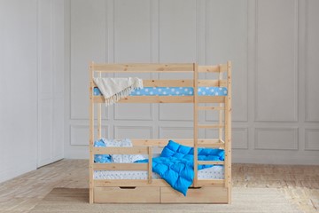 Двухэтажная детская кровать без крыши с ящиками, без покраски в Самаре - предосмотр