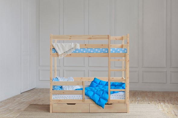 Двухэтажная детская кровать без крыши с ящиками, без покраски в Самаре - изображение