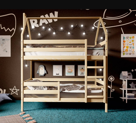 Кровать 2-ярусная Домик, без покраски в Самаре - изображение
