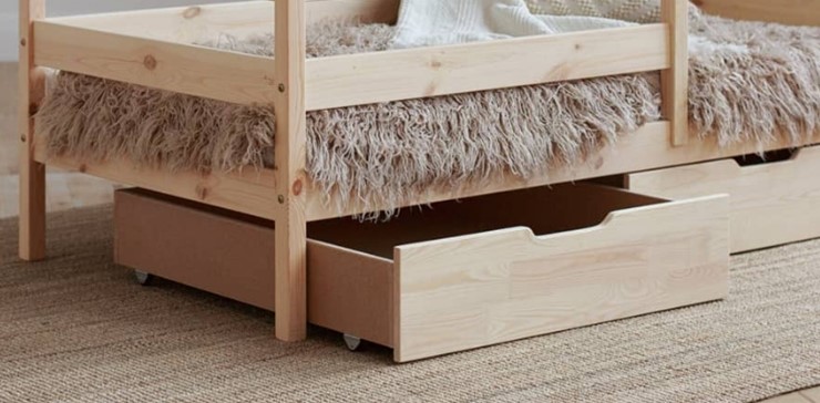 Двухъярусная детская кровать Домик с ящиками, без покраски в Самаре - изображение 1