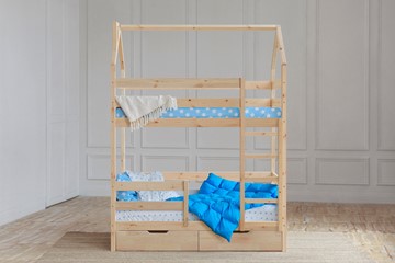 Двухъярусная детская кровать Домик с ящиками, без покраски в Самаре - предосмотр