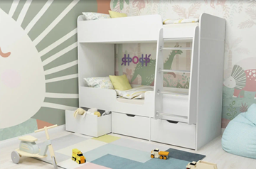 Детская двухэтажная кровать Малыш двойняшка 70х160, корпус Белое дерево, фасад Белое дерево в Тольятти - предосмотр