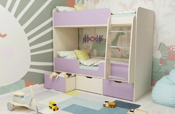 Детская 2-этажная кровать Малыш двойняшка 70х160, корпус Дуб молочный, фасад Ирис в Самаре - предосмотр