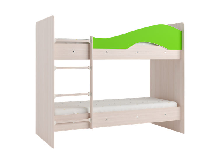 Детская двухъярусная кровать Мая на щитах со шкафом и ящиками, корпус Млечный дуб, фасад Салатовый в Самаре - изображение 3