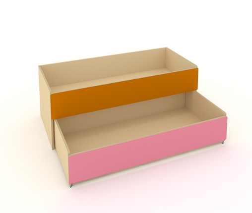 Кровать детская 2-х уровневая КД-2, Беж + Оранжевый + Розовый в Сызрани - изображение