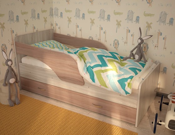 Кровать детская Максимка, корпус Шимо светлый, фасад Шимо темный в Тольятти - изображение