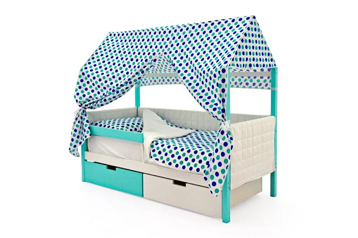 Кровать-домик в детскую «Svogen мятный-белый» мягкая в Самаре - изображение 1