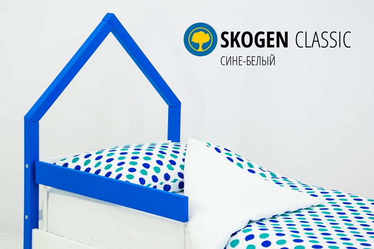 Кровать-домик мини Skogen сине-белый в Самаре - изображение 3