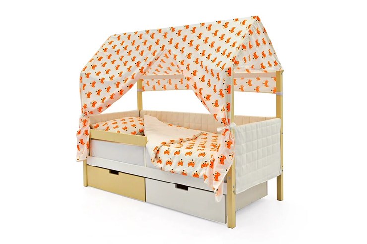 Кровать-домик в детскую «Svogen бежево-белый» мягкая в Тольятти - изображение 1