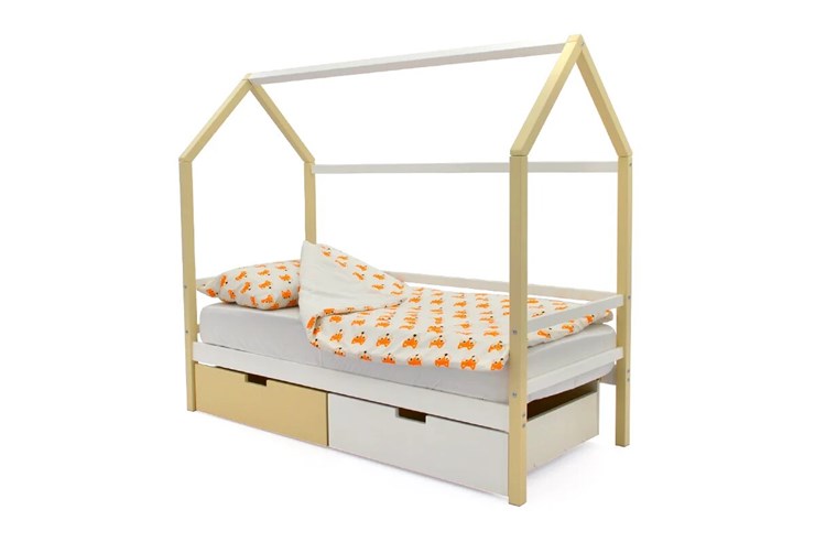 Кровать-домик в детскую Svogen бежево-белый в Самаре - изображение 3