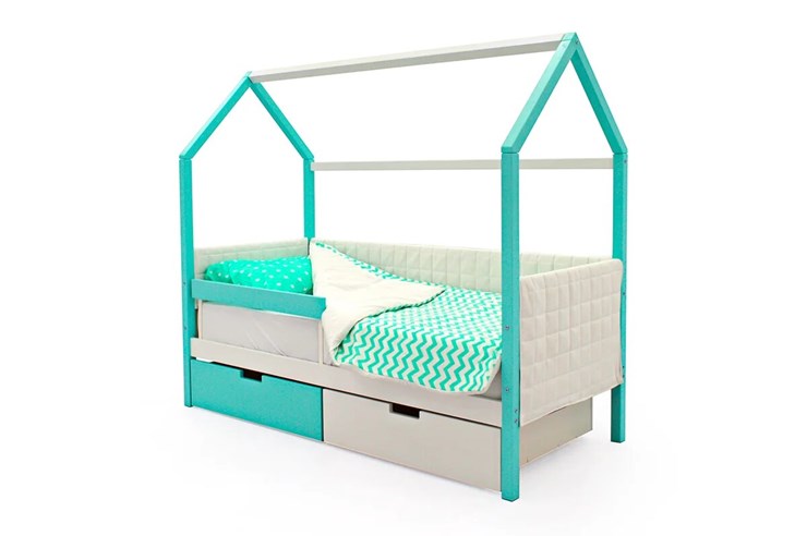 Кровать-домик в детскую «Svogen мятный-белый» мягкая в Самаре - изображение 4