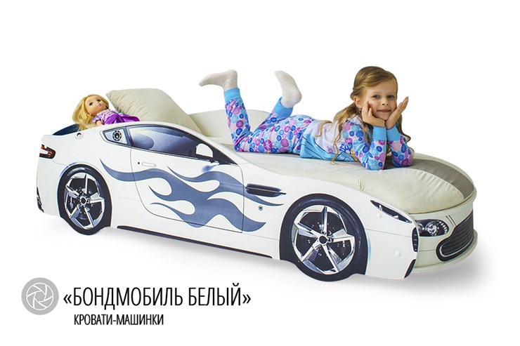 Кровать-машина детская Бондимобиль белый в Тольятти - изображение 2