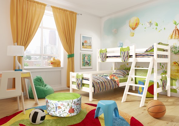 Детская кровать двухъярусная угловая Соня, Вариант 8 Белый в Тольятти - изображение