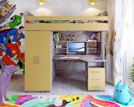Кровать-чердак детская Аракс, каркас Бетон, фасад Зира в Тольятти - изображение