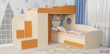 Детская кровать-шкаф Кадет-2, корпус Дуб, фасад Оранжевый в Тольятти