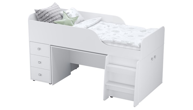 Кровать с лестницей с рабочей зоной POLINI Kids Simple 4500 Белый в Самаре - изображение 6