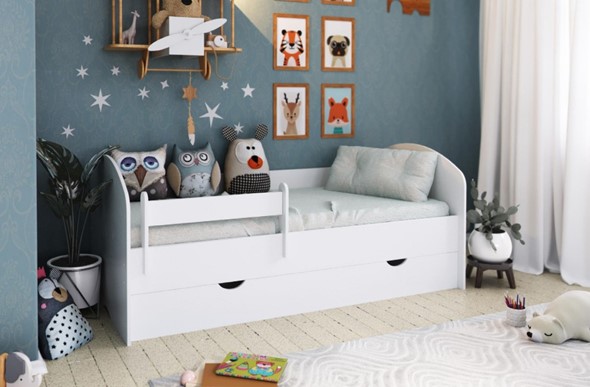 Кровать в детскую Бэмби 1800х900 без ящиков и бортика, белый в Тольятти - изображение