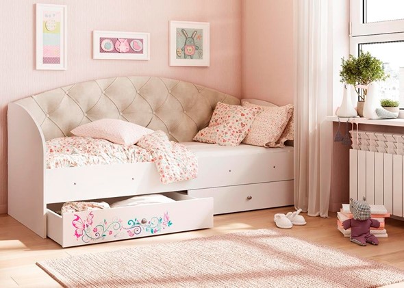 Кровать детская Эльза без бортика, Бежевый (латы) в Самаре - изображение