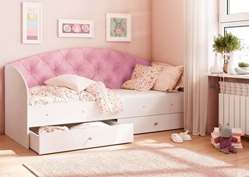 Детская кровать с ящиками Эльза без бортика, Розовый (латы) в Тольятти - предосмотр