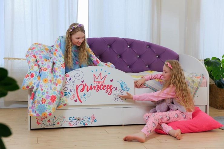 Детская кровать Эльза с бортиком, Фиолетовый (латы) в Тольятти - изображение 4